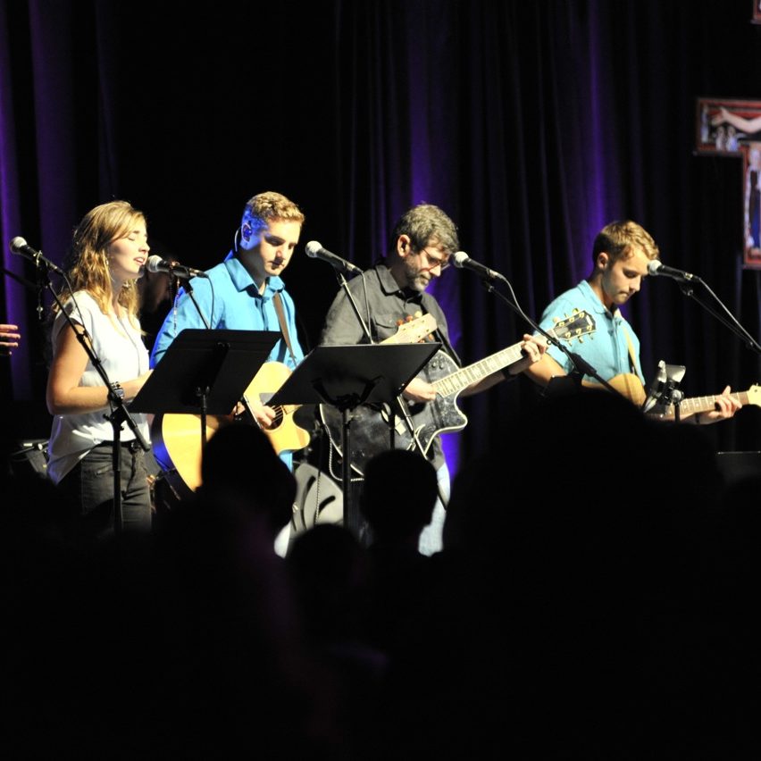 dr. Rice and band at main campus 1, 2015