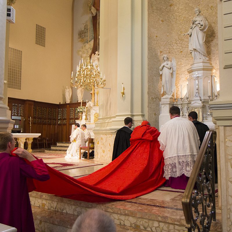 Cardinal Burke in front of side Alter in St. Peters Church