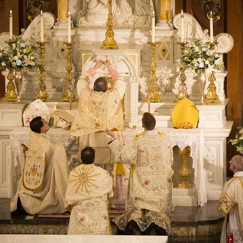 Cardinal in solemn high mass in St. Peters church downtown Steubenville