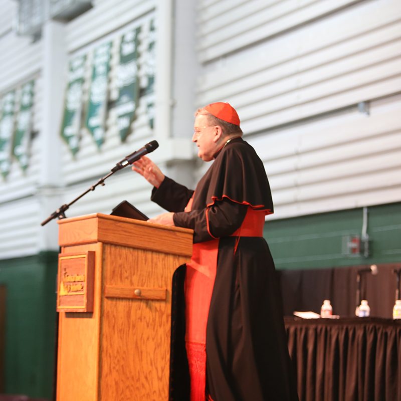 Cardinal Talking at the Synod on the family in the Fieldhouse