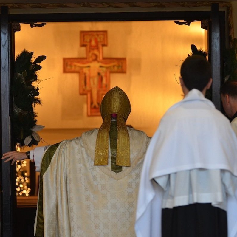 bishop montforton with the holy door fully open