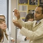 Teacher in lab teaching