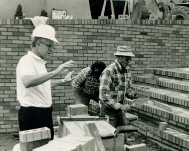 Father Mike overseeing the construction of Christ the King Plaza