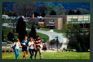 Students walking on old campus