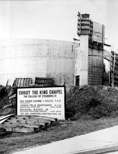 Christ the King Chapel under construction with sign
