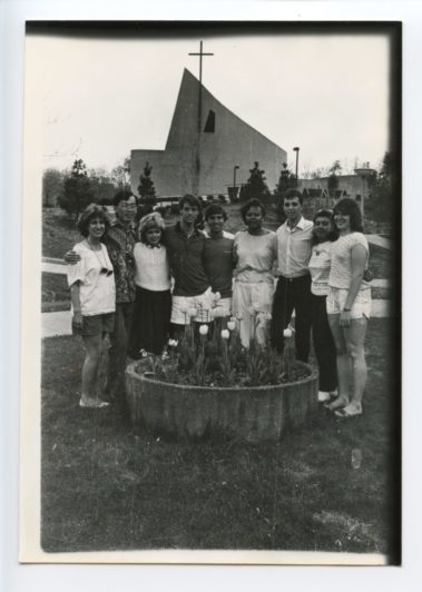 Students in front of old Christ the King