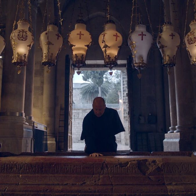 Father Dave Pivonka TOR at the Annointing Stone