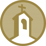 Gold icon of a church steeple.