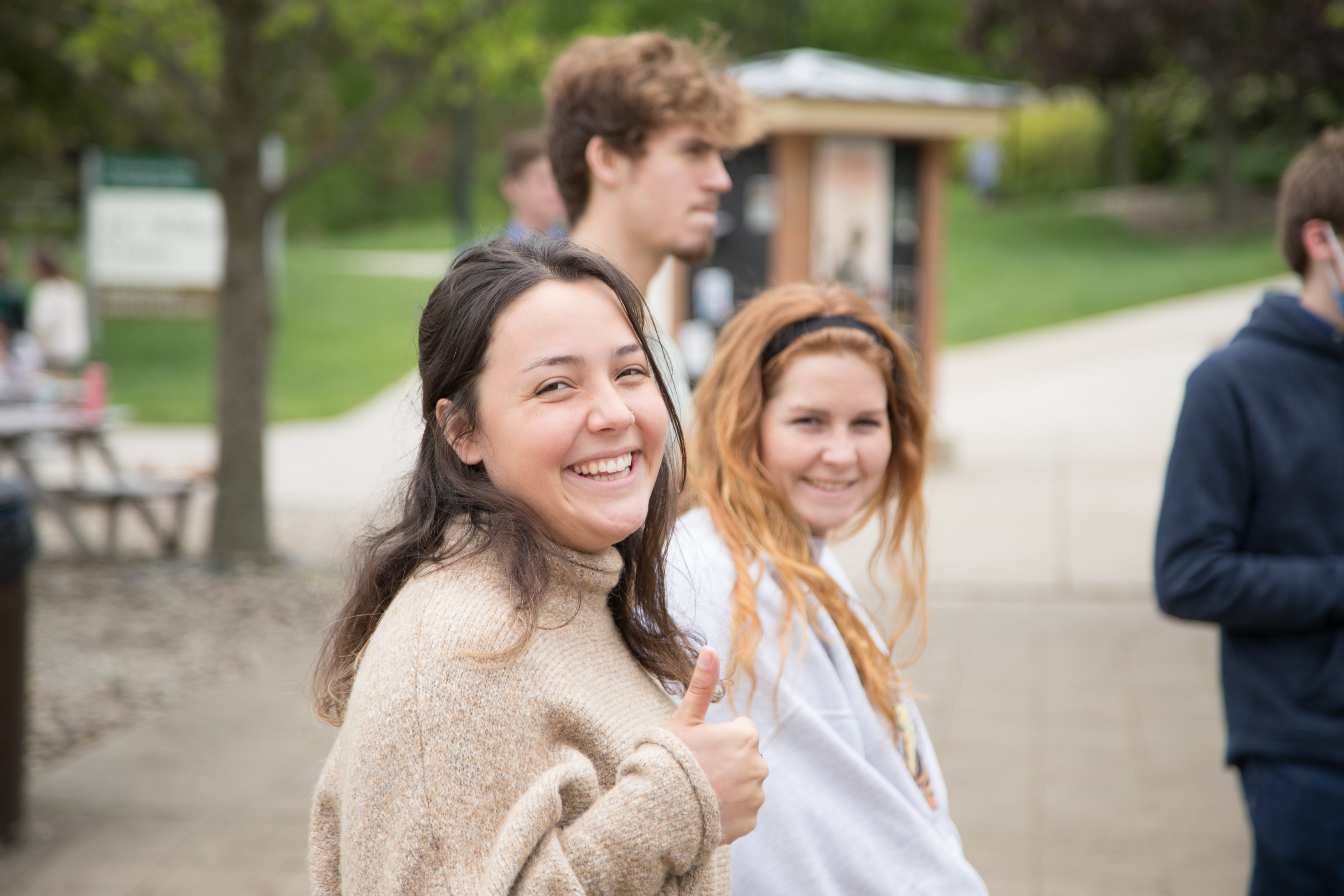 Students smiling on campus