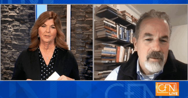 cropped-Rasche-CRN-Interview-Image.png Split-screen interview showing Colleen McVey in a studio and Stephen M. Rasche speaking from an office.