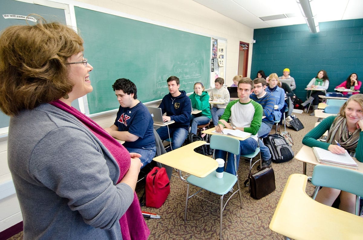 Dr. Boerio in front of class
