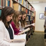 Students studying in library