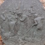 closeup of a station in the stations of the cross