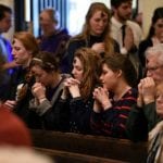 Students in Christ the king during ash wednesday