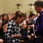 Priests applying ashes to forehead