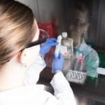 Student in science lab