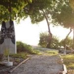Kayak beach with sign