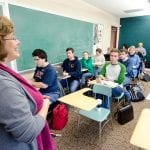 Dr. Boerio in front of class