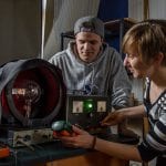 student and teacher in engineering lab